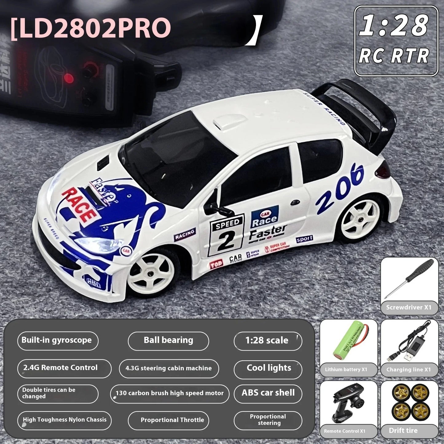 LDRC RC Drift Car 2801PRO 2802PRO 2803PRO 2804PRO 1/28 4WD With Gyroscope Full Proportional Throttle and Steering Car Toys