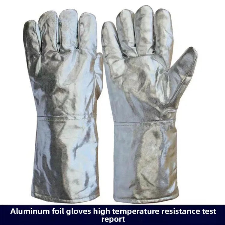 Aluminum Foil Heat-Resistant Gloves – Five-Finger High-Temperature Protective Gloves for Industrial Smelting Thermal Insulation