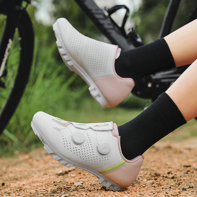 LIANYI July New Double Buckle Cycling Shoes Couple Bicycle Self-Locking SPD Road Bike MTB Cycling Sports Fitness Training Shoes