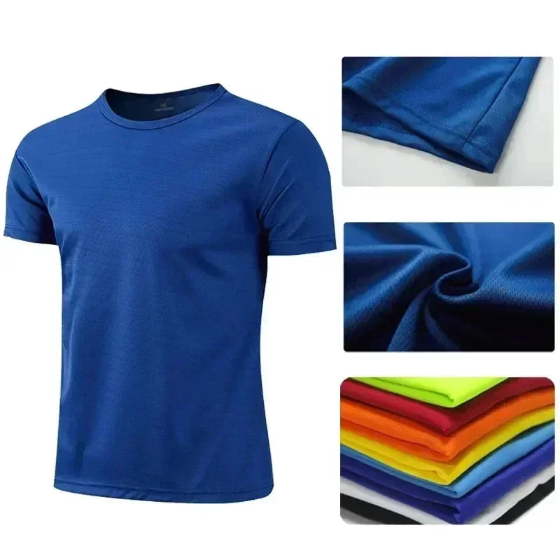 Quick-drying Round Neck Sport T-shirt Gym Fitness Shirt Trainer Running T-shirt Men Breathable Sportswear Костюм Женский Летний