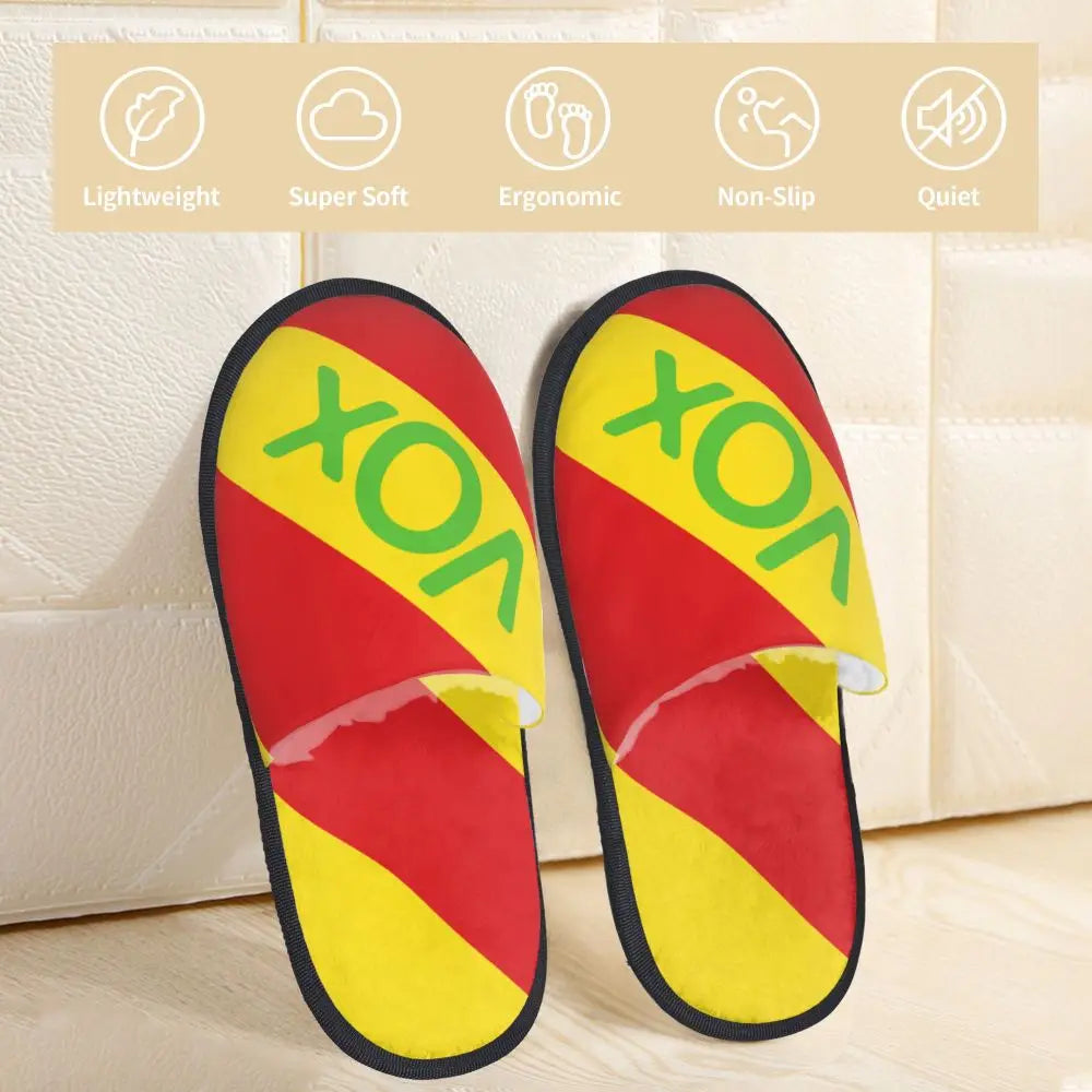 Custom Spain Vox Stripe Flag Soft Scuff With Memory Foam Slippers Women Spanish Political Party Spa House Shoes