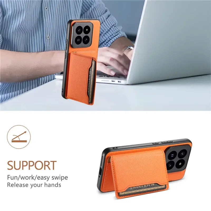 Multifunctional Leather Wallet Phone Case Coque For Xiaomi 15T 17 Pro Max M14 Ultra 13 Pro Ultra Poco F5 14T Card Holder Cover