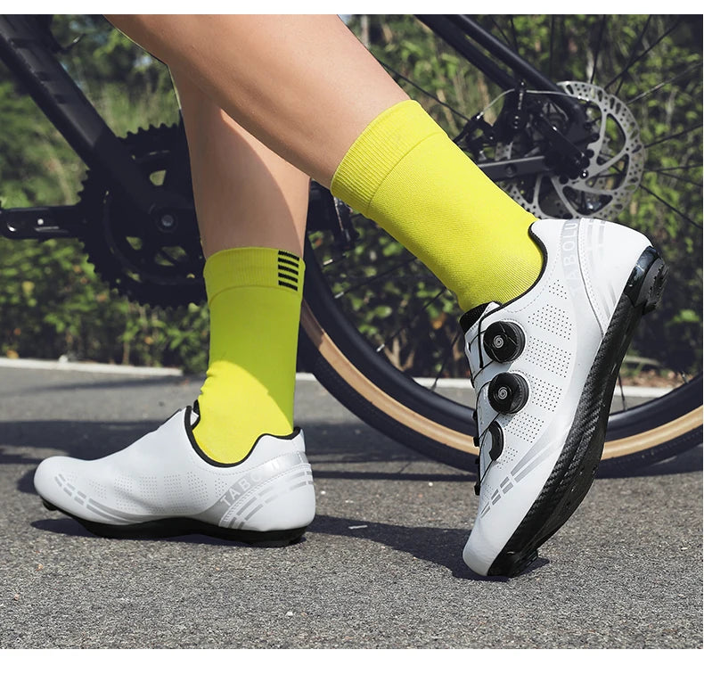 Double Buckle Cycling Shoes Men Women Nylon Bike Riding Shoes Mountain Road Bicycle Sneakers Cycling Fitness Training Shoes Male