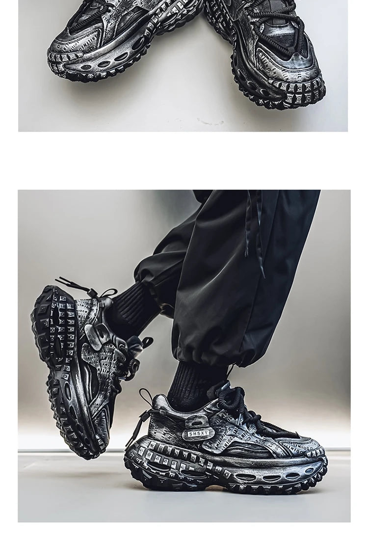 Retro Autumn Low-top Thick-sole Dad Shoes Men's Fashionable Breathable Comfortable Casual Shoes  Outdoor Walking Fitness Youth