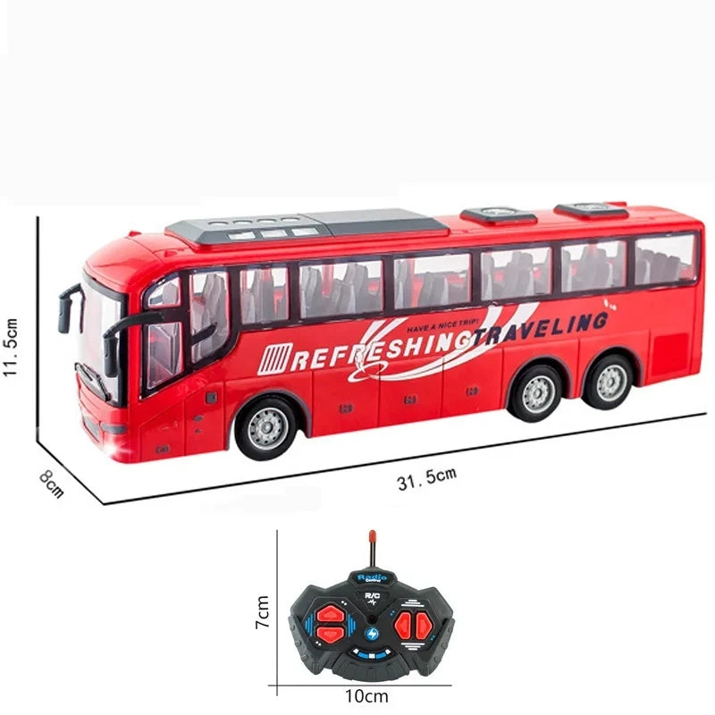 Rc Bus Electric Remote Control Car with Light Tour Bus School City Model 27Mhz Radio Controlled Machine Toys For Boys Kids