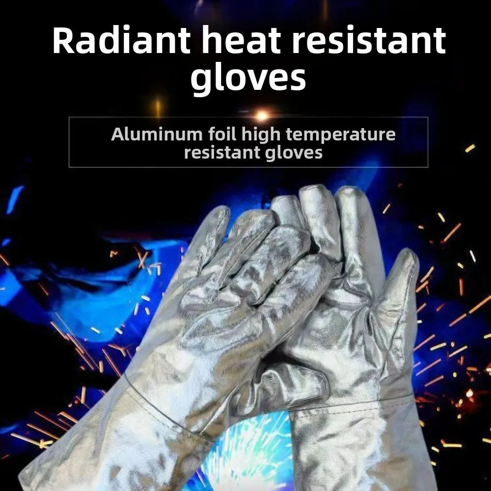 Aluminum Foil Heat-Resistant Gloves – Five-Finger High-Temperature Protective Gloves for Industrial Smelting Thermal Insulation
