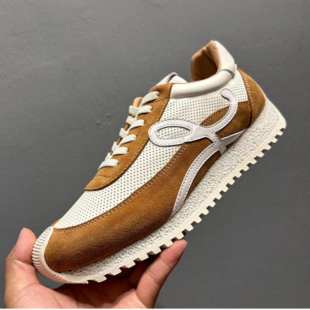 QHCCID Handmade Cowhide Breathable Shoes Sneakers Training Soft Sole Shoes