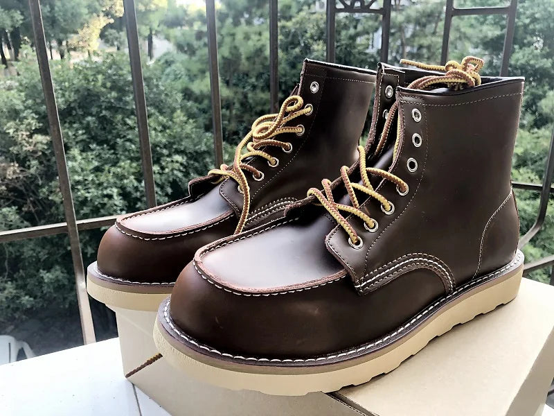 Red Black Winter Mens Shoes Desert Keep Warm Vintage Culture Rookie Men Genuine Leather Motorcycle Boots Men Western