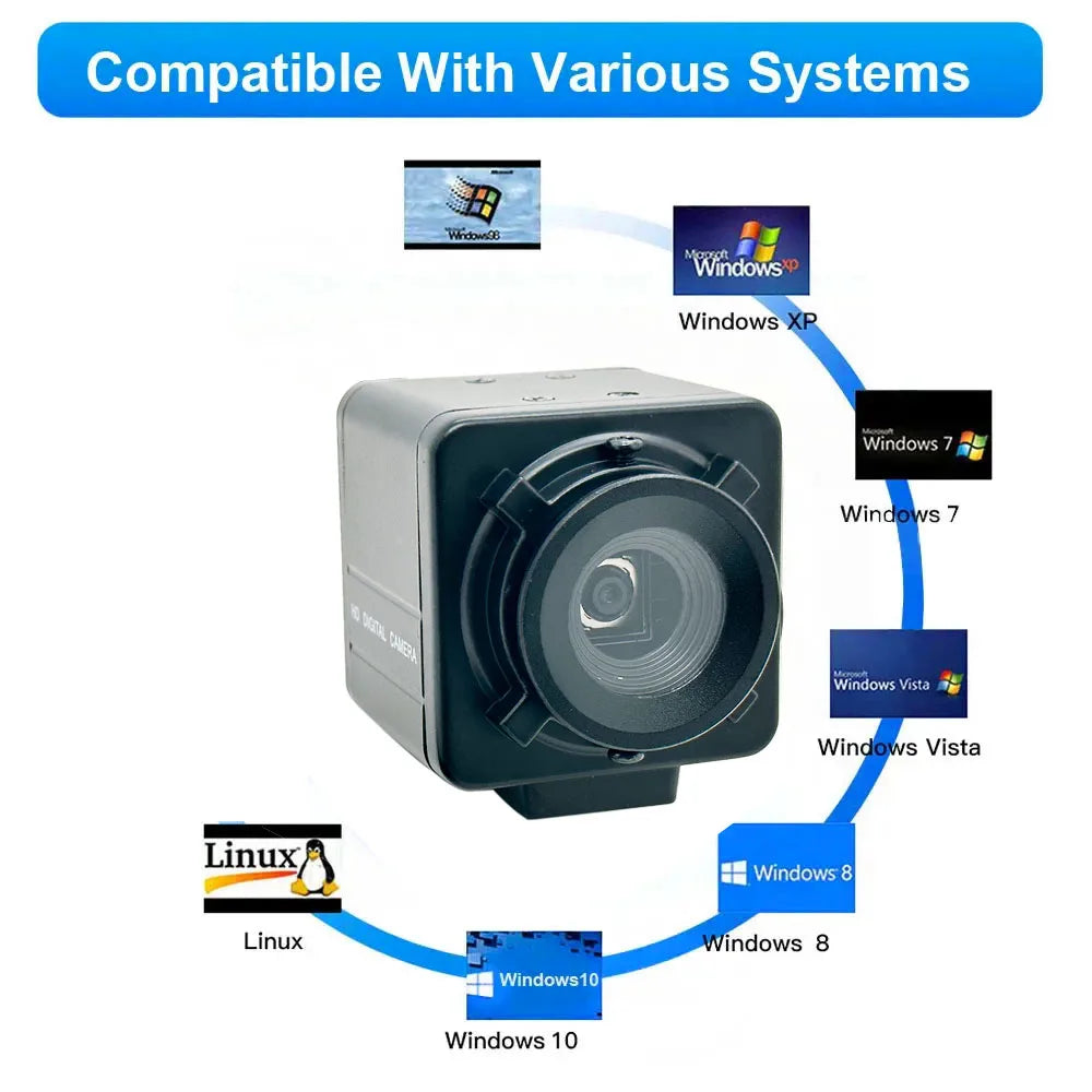 Industrial 12MP 4000x3000 CMOS IMX362 USB Webcam Autofocus NoDistortion Lens Hd Surveillance USB Camera PC OTG UVC Plug And Play