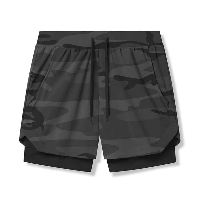 Men's 2-in-1 Running Shorts Quick Dry Gym Sports Shorts Double Layer Breathable Beach Fitness Inner Lining Summer 2025