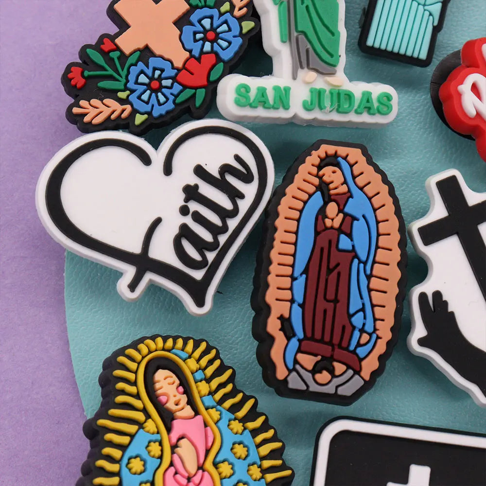 1-14Pcs Faith Jesus Love You Cross God Adult Shoe Buckle Charms Man Decorations DIY Kids Birthday Gifts
