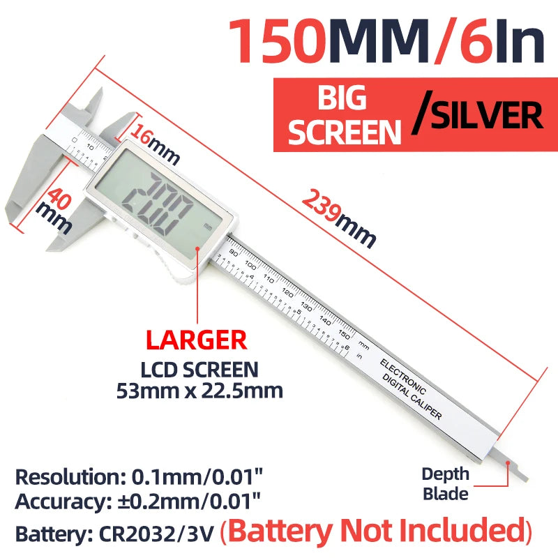 Digital Caliper Electronic Vernier Caliper Plastic Digital Ruler Calibrator Pachometer digital Micrometer Measuring Tool Caliber