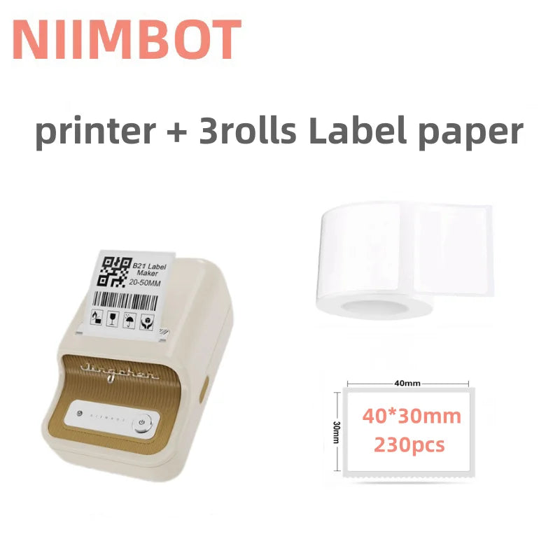 NIIMBOT B21 Label Printer Portable Wir-eless Bluetooth Thermal Label Maker Sticker Printer Label paper