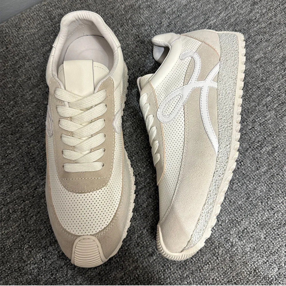QHCCID Handmade Cowhide Breathable Shoes Sneakers Training Soft Sole Shoes