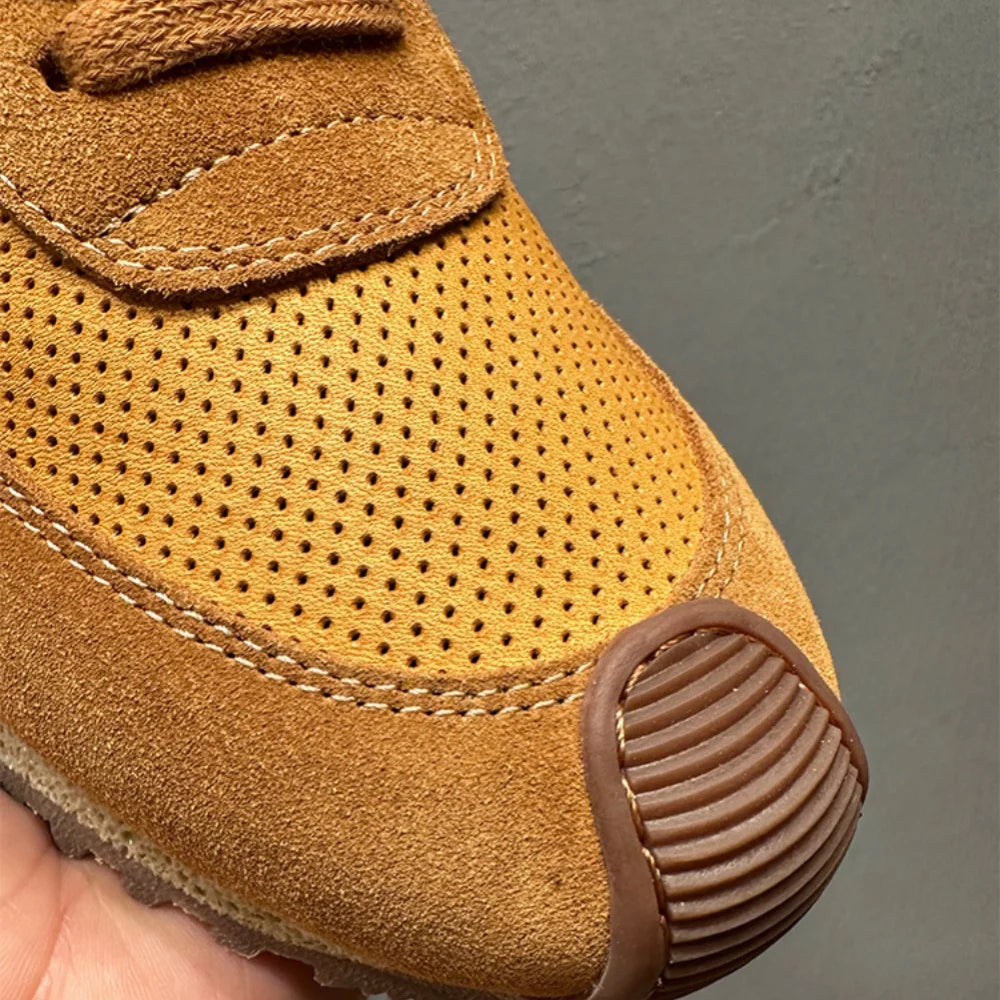 QHCCID Handmade Cowhide Breathable Shoes Sneakers Training Soft Sole Shoes