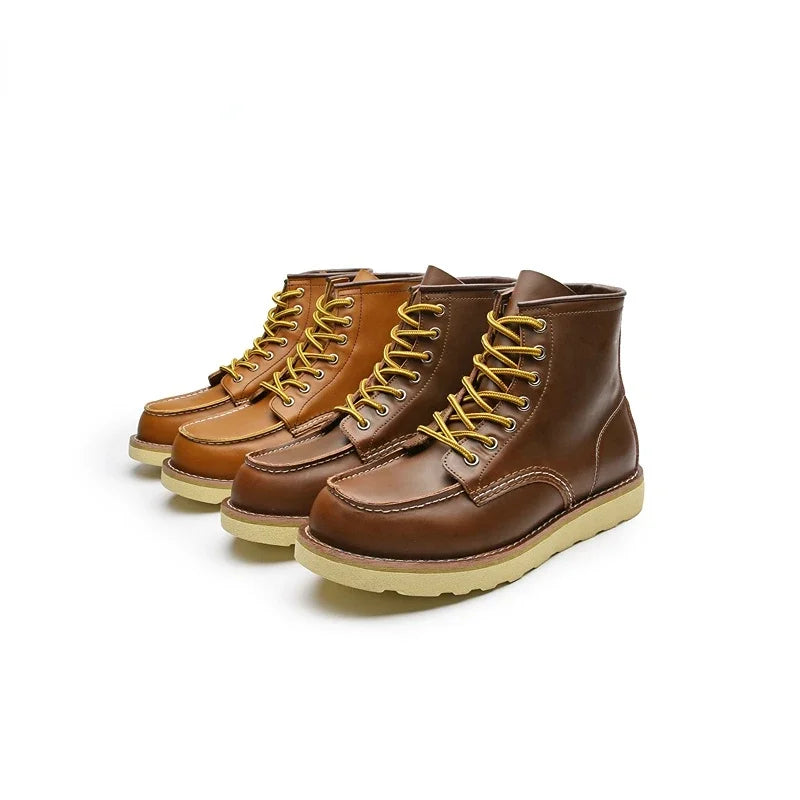 Red Black Winter Mens Shoes Desert Keep Warm Vintage Culture Rookie Men Genuine Leather Motorcycle Boots Men Western