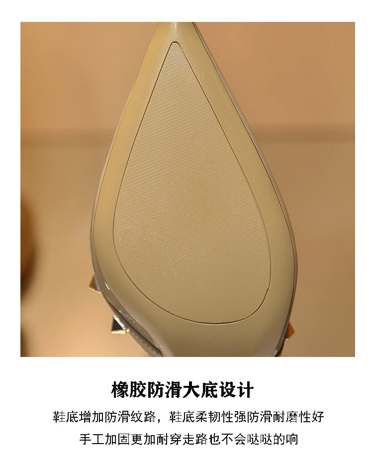 2025 Summer Brand Leather Women's Sandals Classic Rivet Gladiator High Heels Sexy Luxury Pumps Wedding Party Pointed toe Shoes