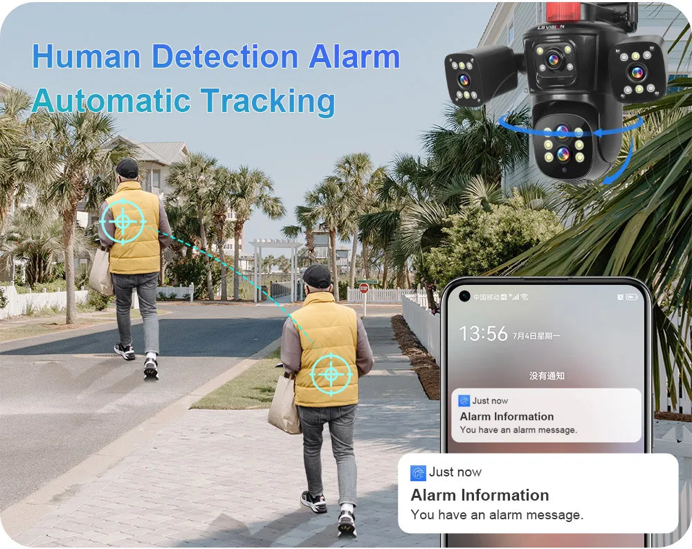 LS VISION 10K 20MP Four Screens WiFi PTZ Camera 10X Optical Zoom Auto Tracking Humanoid Detection CCTV Security Cameras Outdoor
