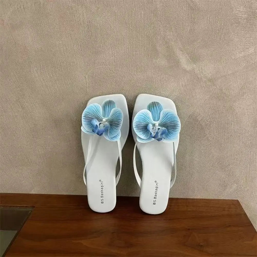 Casual Sweet Butterfly Orchid Slipper Elegant Summer Flower Flip Flops Out Wear Vacation Women's Sandals Outdoor