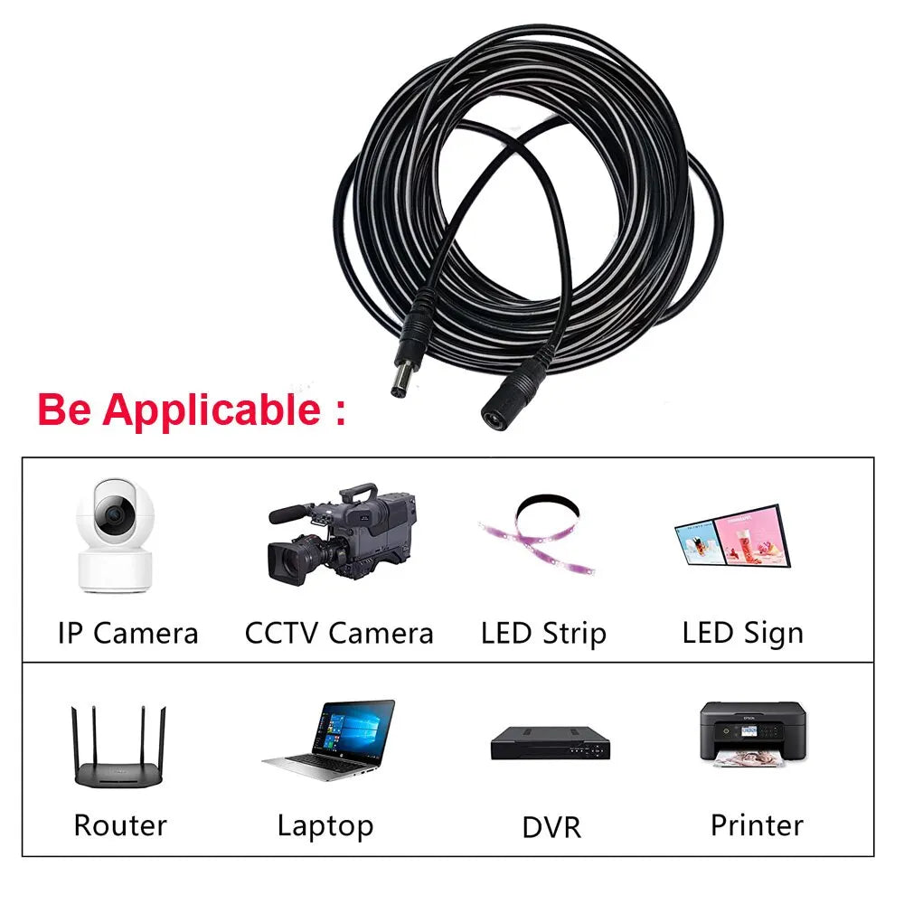 10M/ 5M 5.5mm*2.1mm DC Power Connector Extension Cord Jack Adapter Lead Cable DC Female Male Extension External Plug