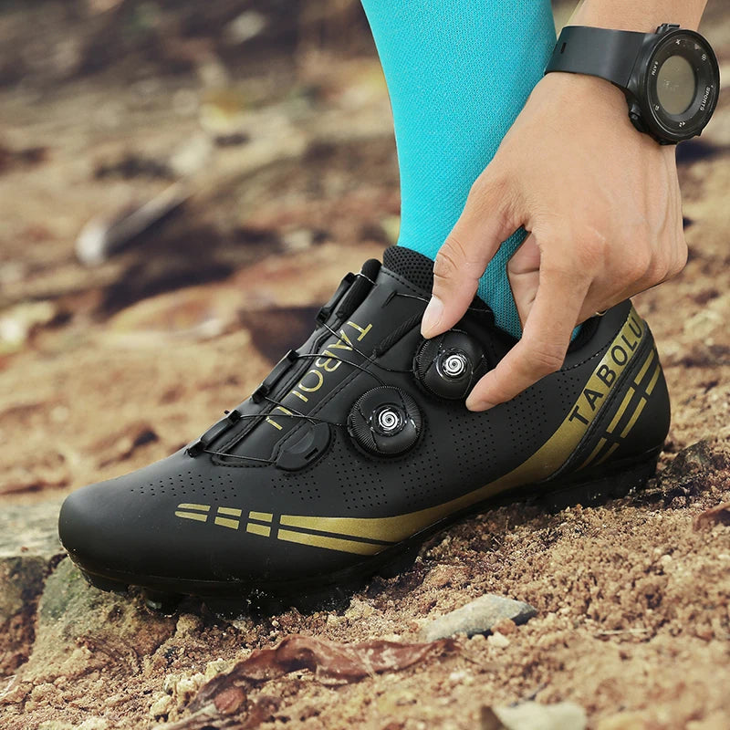 Double Buckle Cycling Shoes Men Women Nylon Bike Riding Shoes Mountain Road Bicycle Sneakers Cycling Fitness Training Shoes Male