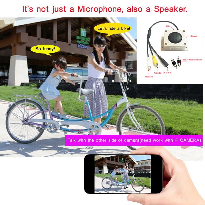 Waterproof Microphone Speaker In 1 Device for Security Camera Outdoor for IP Camera Audio Recording Two Way Radio Interphone