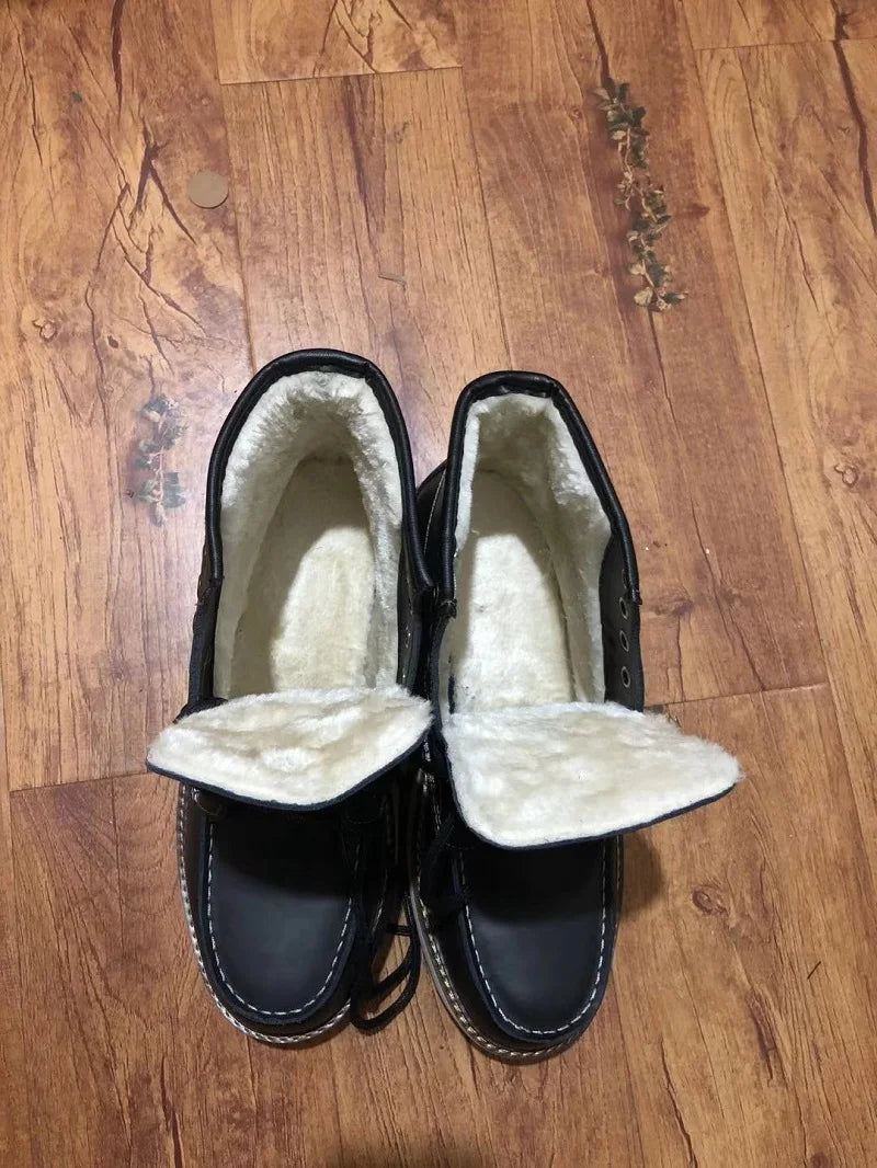 Red Black Winter Mens Shoes Desert Keep Warm Vintage Culture Rookie Men Genuine Leather Motorcycle Boots Men Western