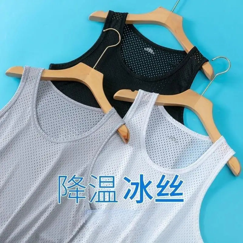 Summer Mesh Tank Top Men Gym Fitness Quick Dry T-shirt Mens Bodybuilding Fitness Muscle Sleeveless Breathable Male Mesh T Shirts