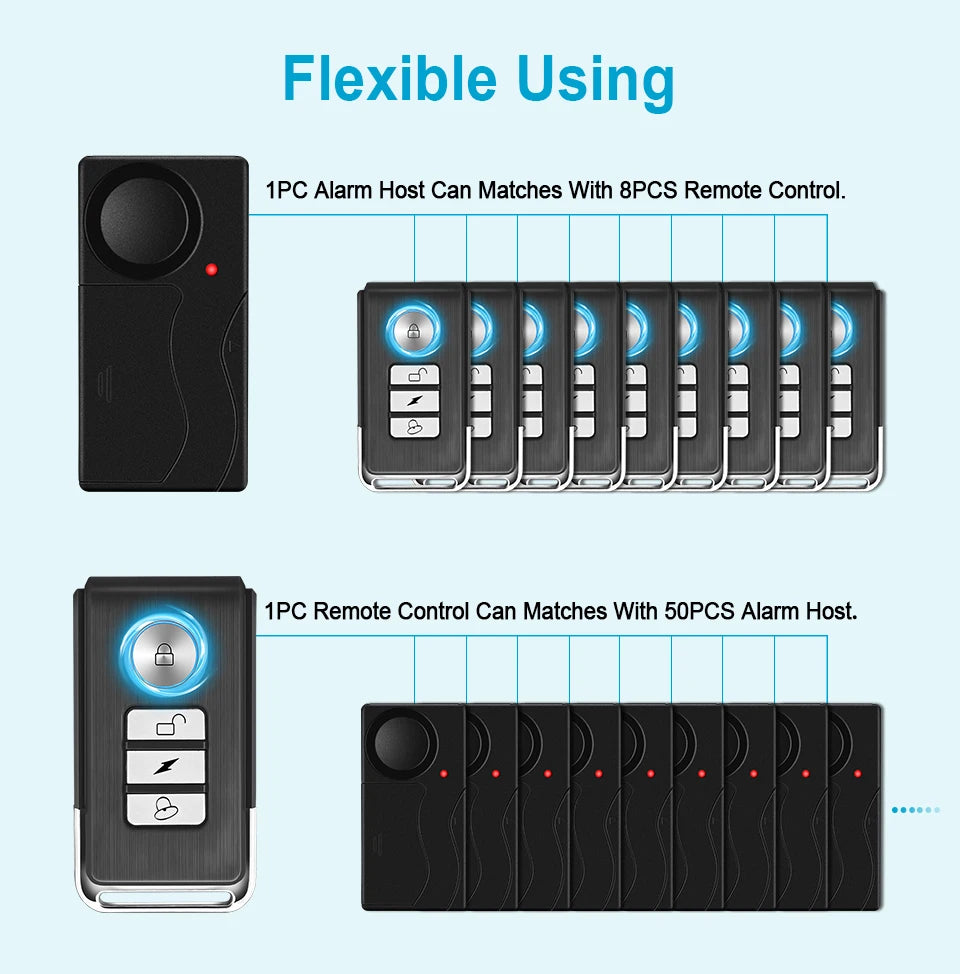 Wireless Door Window Vibration Sensor Alarm 110dB Anti-theft Remote Control Detectors Home Security Alarm System