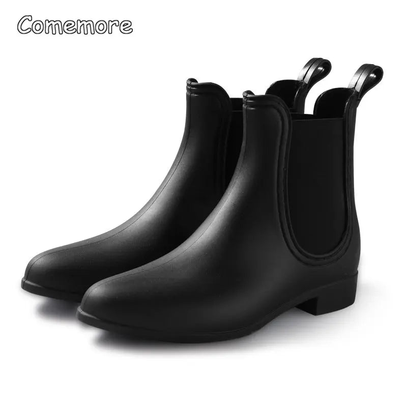 Comemore Rubber Rain Boots Women Waterproof Galoshes Shoe 2023 Ladies Fashion Apring Shoes Anti-Skid Ankle Boot Botas Femininas