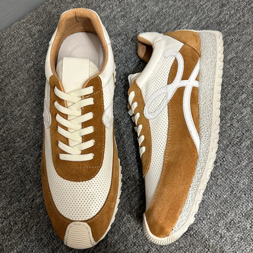 QHCCID Handmade Cowhide Breathable Shoes Sneakers Training Soft Sole Shoes