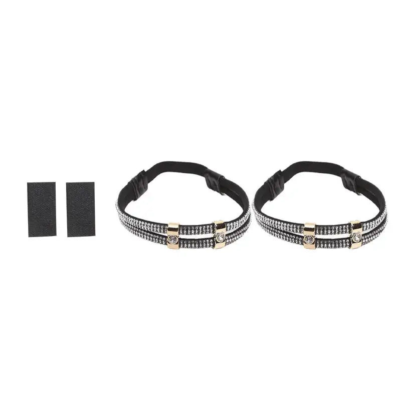 1/2Pairs Rhinestone High Heels Shoes Band Anti-loose Women Diamond Shoelaces Anti-drop Heel Straps Belt Drill Elastic Fixed Belt