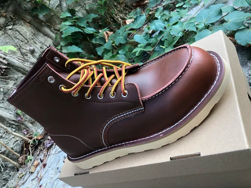 Red Black Winter Mens Shoes Desert Keep Warm Vintage Culture Rookie Men Genuine Leather Motorcycle Boots Men Western