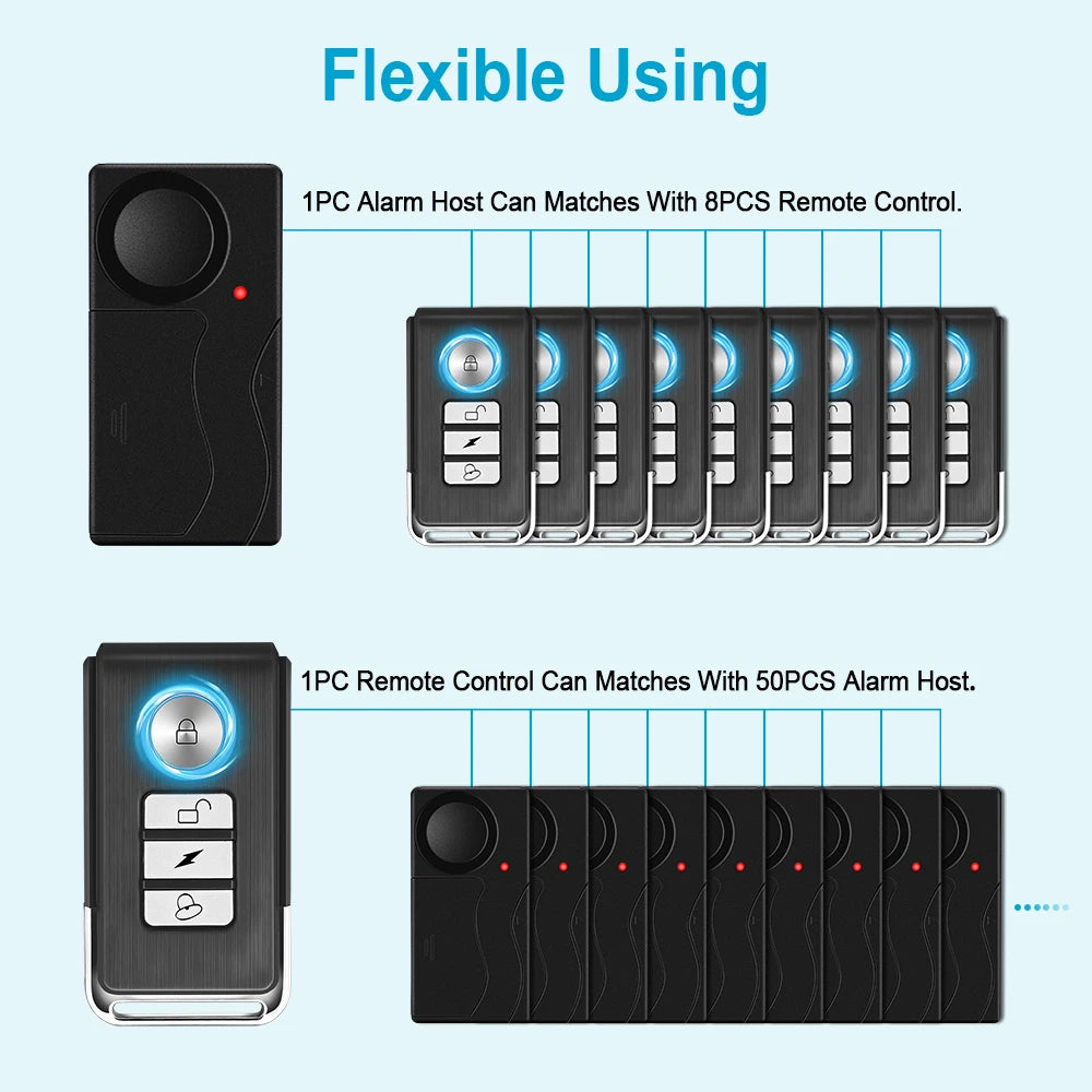 Wireless Door Window Vibration Sensor Alarm 110dB Anti-theft Remote Control Detectors Home Security Alarm System