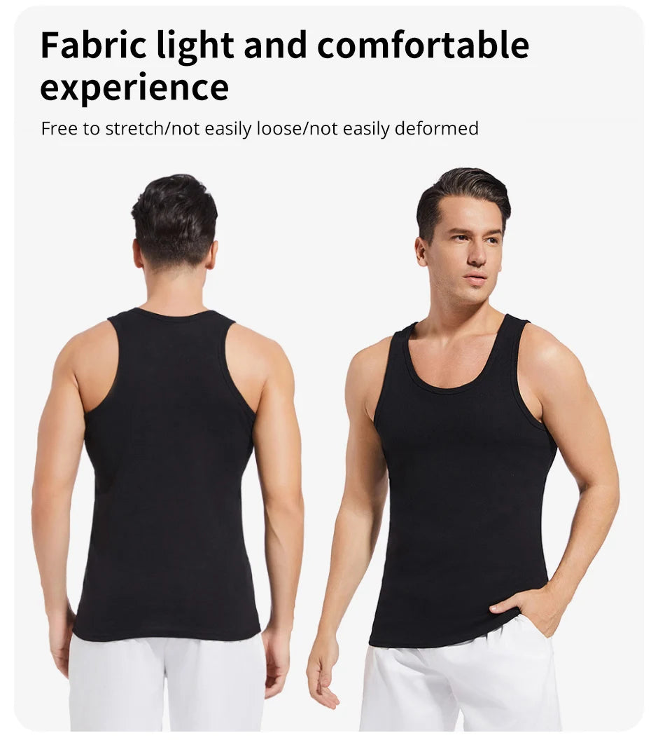 5/1 Pcs Men's Pure Cotton Sports Vest Solid Color Classic Four Seasons Thin Joker Sleeveless Slim Vest Youth Fitness Running T
