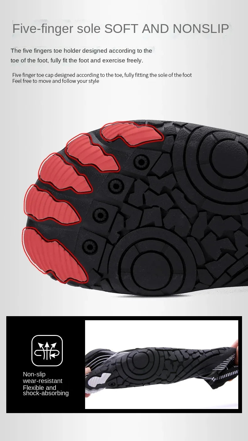 New Couple Water Shoes Aqua Shoes Five-finger Swimming Shoes 35-47 Size Beach Sports Shoes Fashion Men's Fitness Shoes