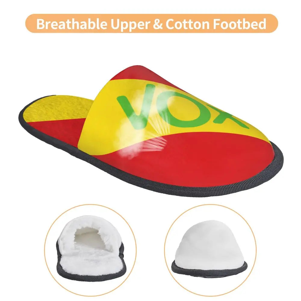Custom Spain Vox Stripe Flag Soft Scuff With Memory Foam Slippers Women Spanish Political Party Spa House Shoes