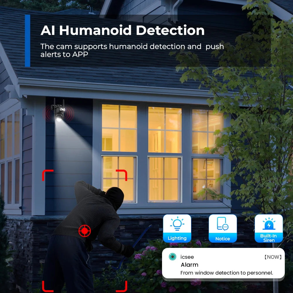 12MP 6K PTZ Wifi Camera 8X Digital Zoom Outdoor Dual Screens Wifi Surveillance Camera Night Vision CCTV IP Security Camera ICSEE