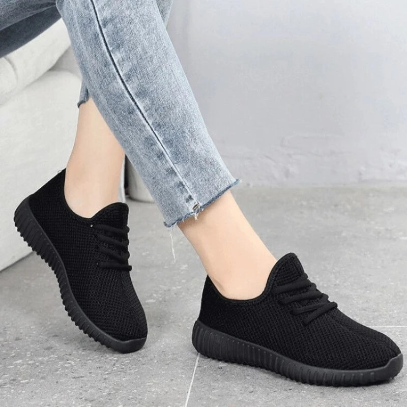 Women's Vulcanize Shoes 2025 Autumn Sneakers Solid Black Red Shoes Gym Fitness Trainers Walking Sport Shoes Female Zapatos Mujer