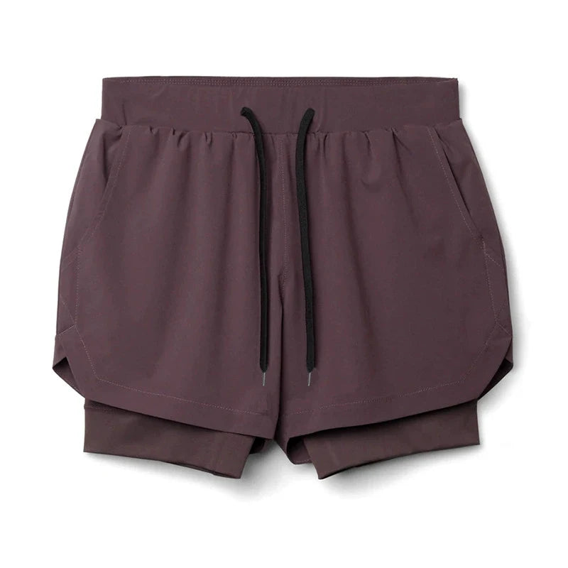 Men's 2-in-1 Running Shorts Quick Dry Gym Sports Shorts Double Layer Breathable Beach Fitness Inner Lining Summer 2025