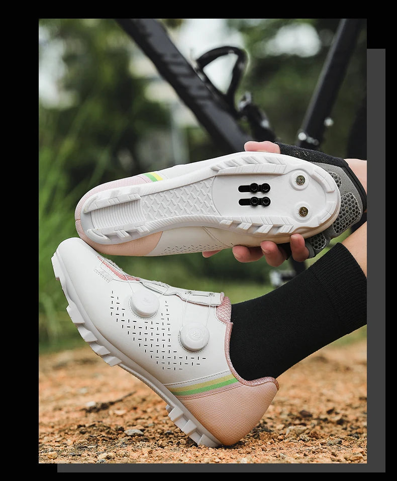 LIANYI July New Double Buckle Cycling Shoes Couple Bicycle Self-Locking SPD Road Bike MTB Cycling Sports Fitness Training Shoes