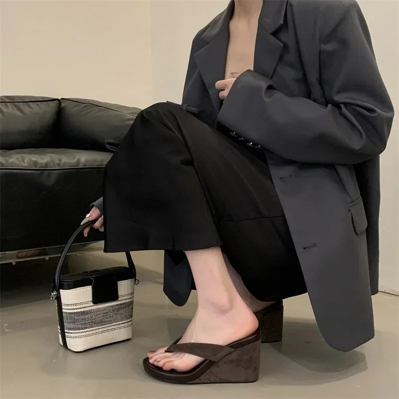 Summer Leopard Print Slides Clip Toe Platform sandals Wedges Women Slippers Fashion Thick Bottom High Heels Flip Flops Shoes