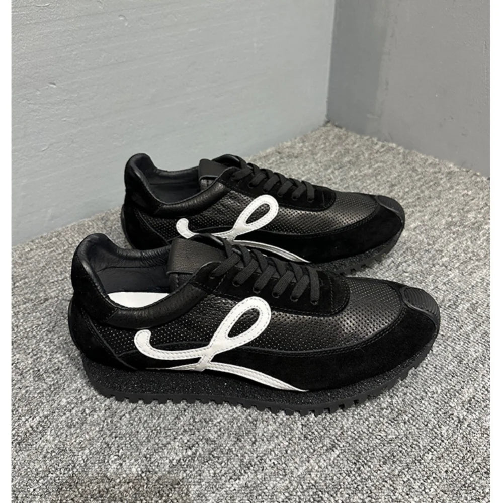 QHCCID Handmade Cowhide Breathable Shoes Sneakers Training Soft Sole Shoes