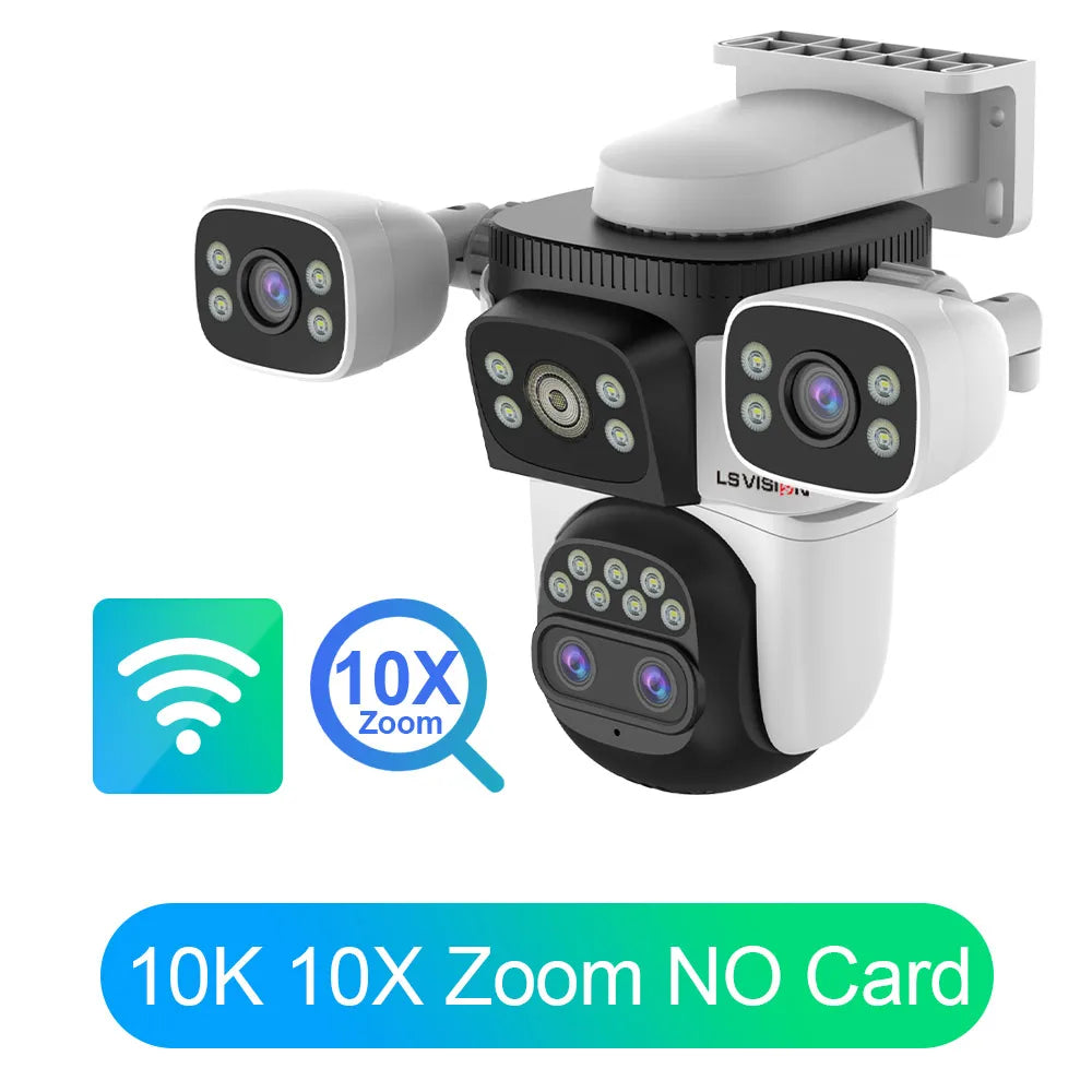 LS VISION 20MP 3*Screens Home Surveillance Wifi Camera 10X Zoom Outdoor Surveillance Camera Ip PTZ Auto Tracking Security Cctv