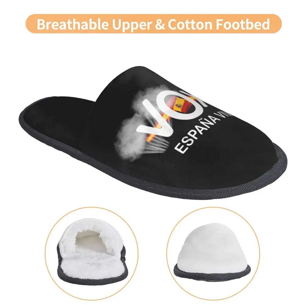 Custom Spain Vox Stripe Flag Soft Scuff With Memory Foam Slippers Women Spanish Political Party Spa House Shoes