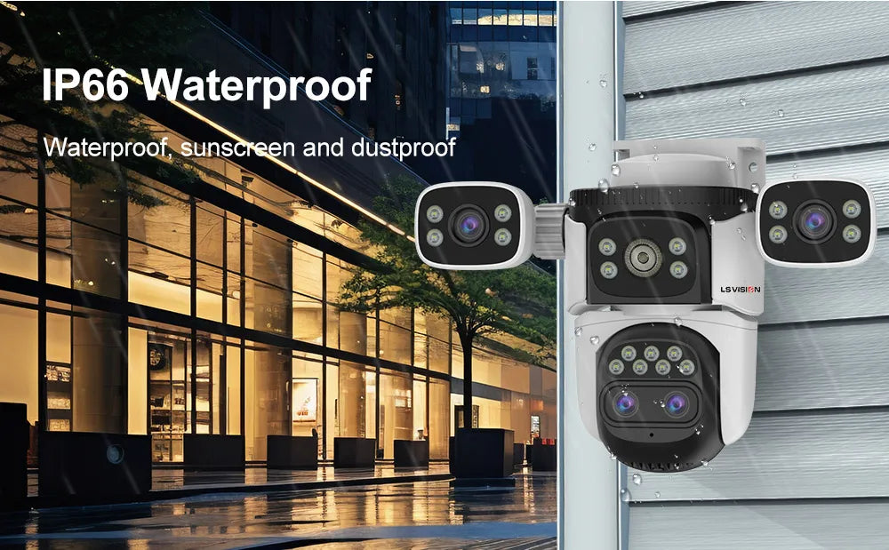 LS VISION 20MP 3*Screens Home Surveillance Wifi Camera 10X Zoom Outdoor Surveillance Camera Ip PTZ Auto Tracking Security Cctv