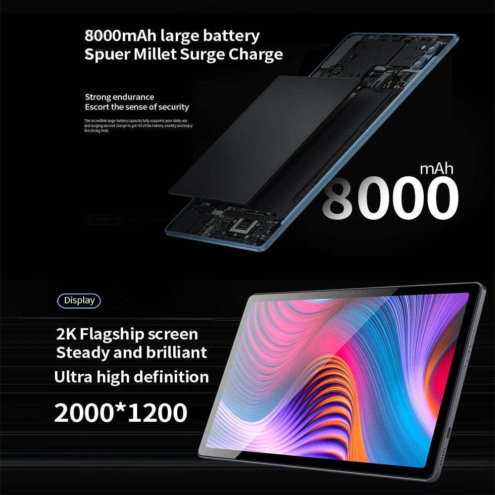 2025 New Google Pad 10.1 Inch Tablets 2K FHD Display Octa Core 8GB RAM 256GB ROM Dual 4G LTE 5G WiFi Android Tablet PC 8000mAh