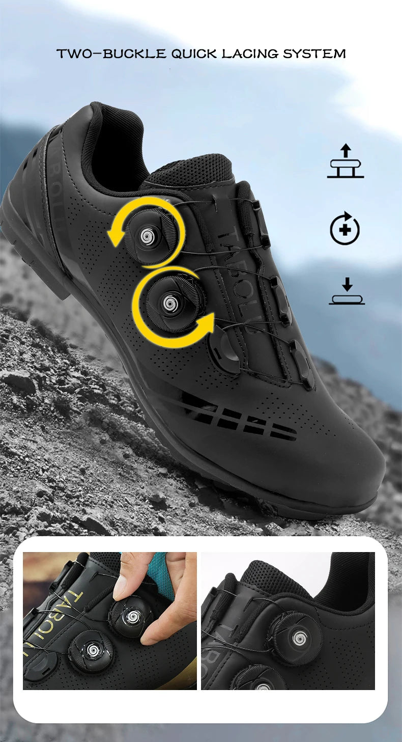 Double Buckle Cycling Shoes Men Women Nylon Bike Riding Shoes Mountain Road Bicycle Sneakers Cycling Fitness Training Shoes Male
