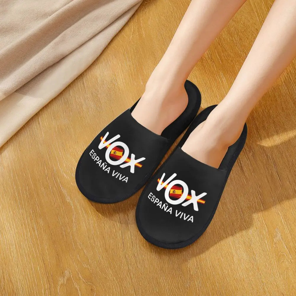 Custom Spain Vox Stripe Flag Soft Scuff With Memory Foam Slippers Women Spanish Political Party Spa House Shoes