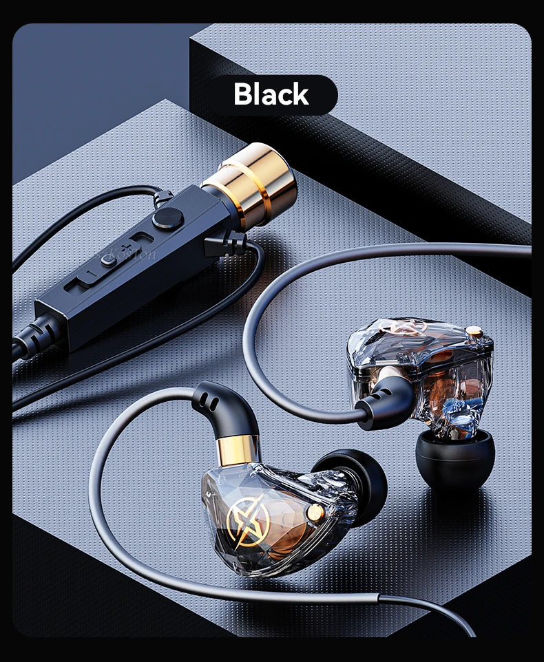 HiFi Wired Headphones with Microphone Noise-Cancelling Dynamic Earphones In Ear Earbuds Bass Headset For Sports Fitness Music